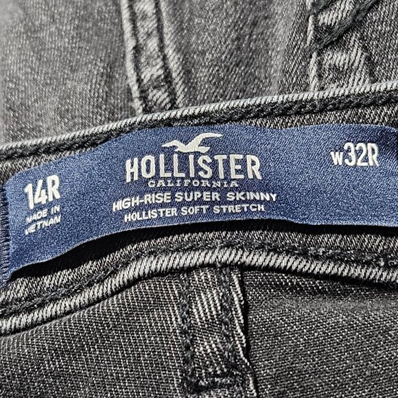Hollister High Rise Super Skinny Jeans Womens Size 14 Light Black Denim Pants - Picture 4 of 5
